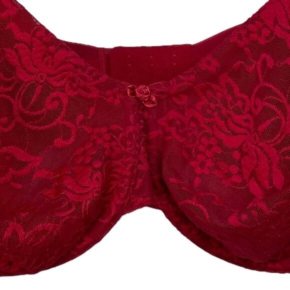 Cacique Red Unlined Full Coverage Underwire Lace Bra Size 40D - Picture 4 of 11